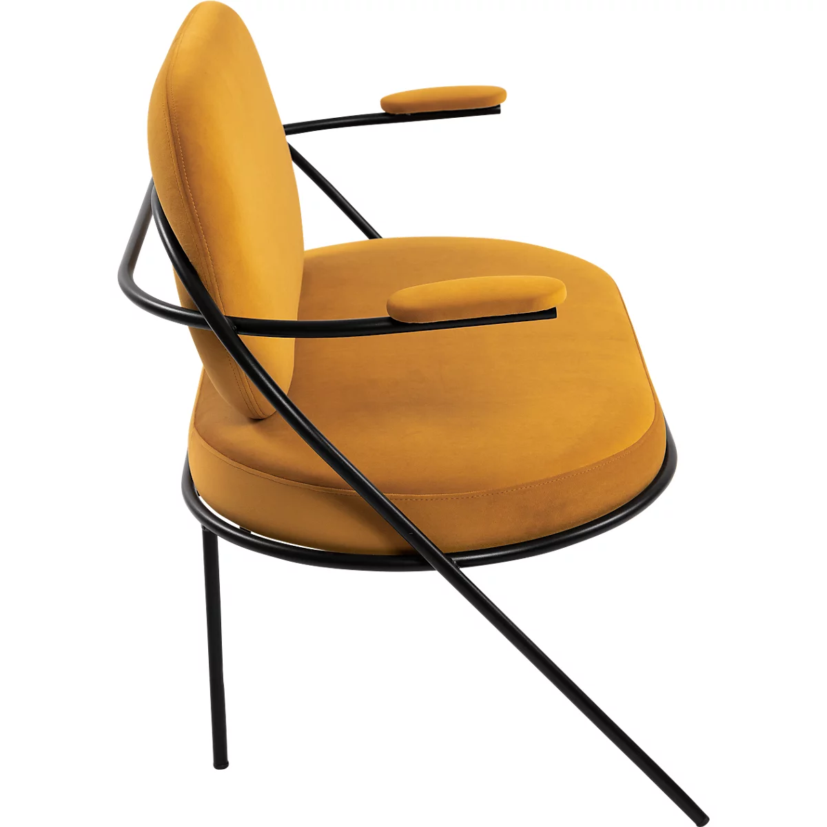 Zweisitzer Sofa Meet by Paperflow Saturne, mit Armlehnen, B 1180 x T 730 x H 880 mm, Stahlrohr, Samt, Schwarz/Safran