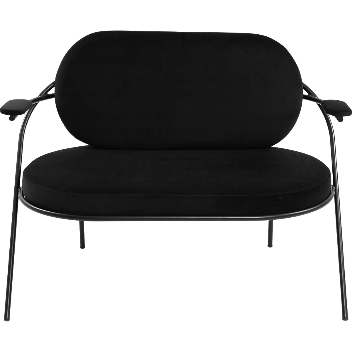 Zweisitzer Sofa Meet by Paperflow Saturne, mit Armlehnen, B 1180 x T 730 x H 880 mm, Stahlrohr, Samt, Schwarz/Schwarz