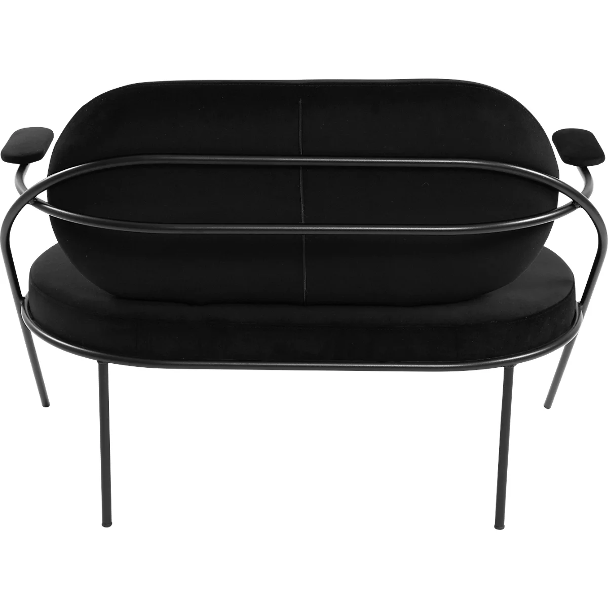 Zweisitzer Sofa Meet by Paperflow Saturne, mit Armlehnen, B 1180 x T 730 x H 880 mm, Stahlrohr, Samt, Schwarz/Schwarz