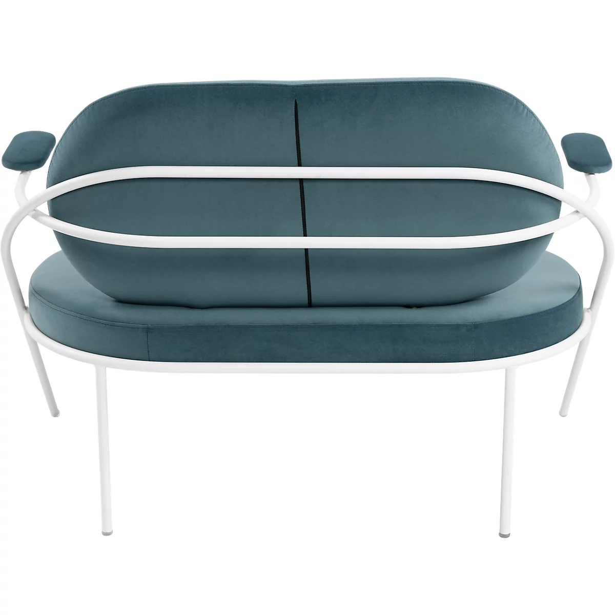 Zweisitzer Sofa Meet by Paperflow Saturne, mit Armlehnen, B 1180 x T 730 x H 880 mm, Stahlrohr, Samt, Weiß/Blau