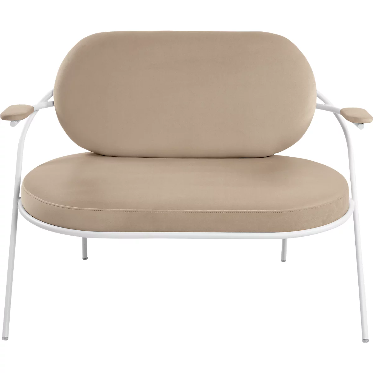 Zweisitzer Sofa Meet by Paperflow Saturne, mit Armlehnen, B 1180 x T 730 x H 880 mm, Stahlrohr, Samt, Weiß/Elfenbein