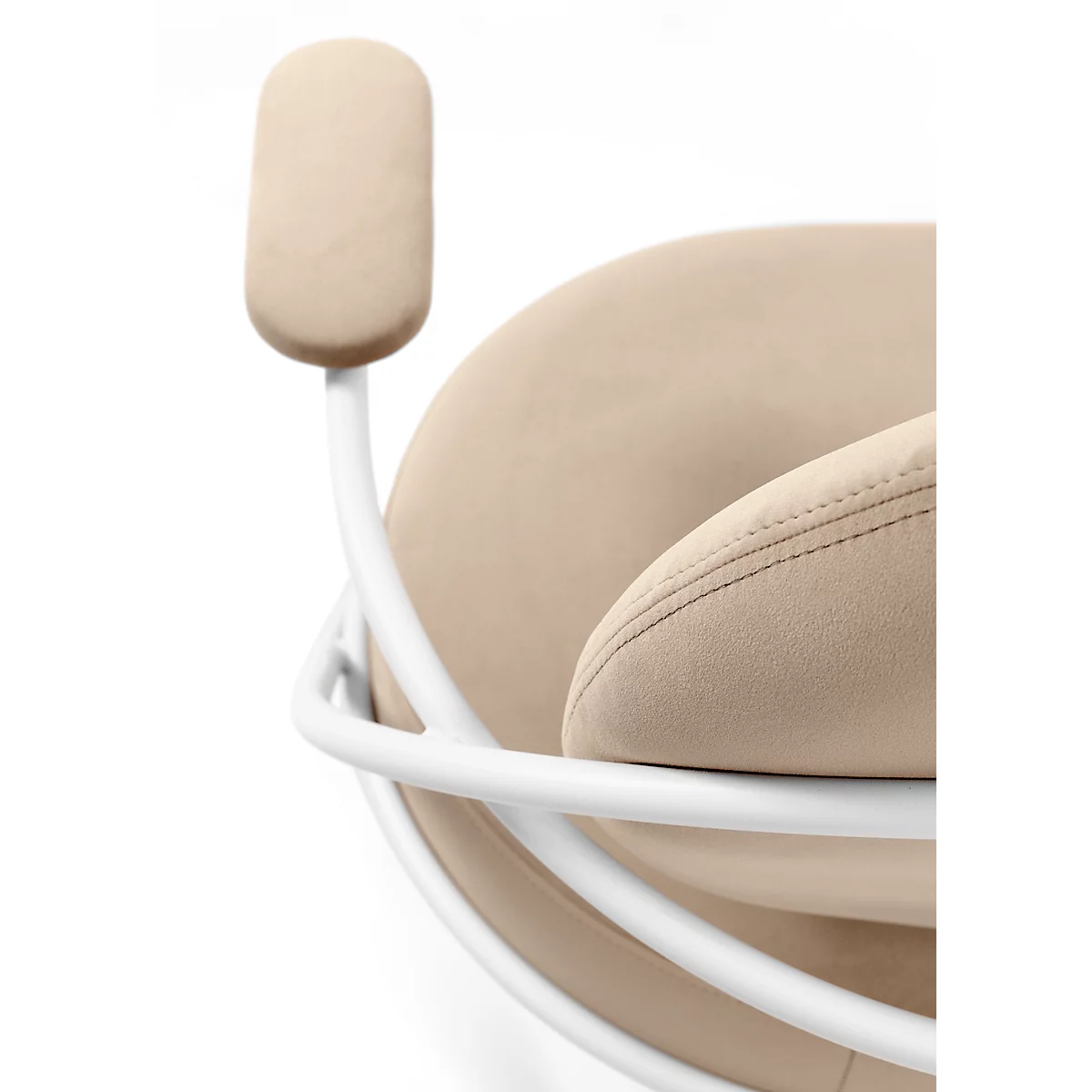 Zweisitzer Sofa Meet by Paperflow Saturne, mit Armlehnen, B 1180 x T 730 x H 880 mm, Stahlrohr, Samt, Weiß/Elfenbein