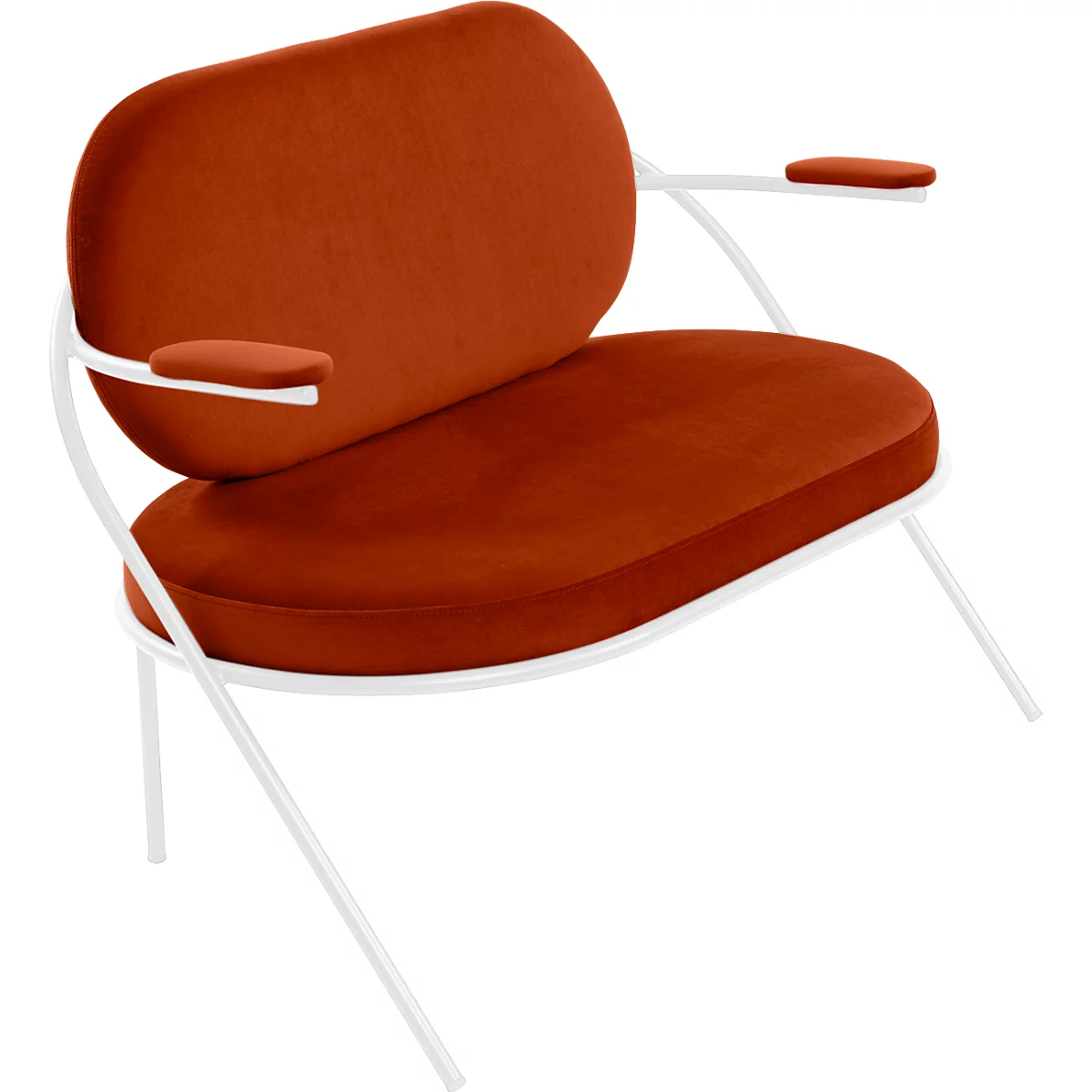 Zweisitzer Sofa Meet by Paperflow Saturne, mit Armlehnen, B 1180 x T 730 x H 880 mm, Stahlrohr, Samt, Weiß/Rost