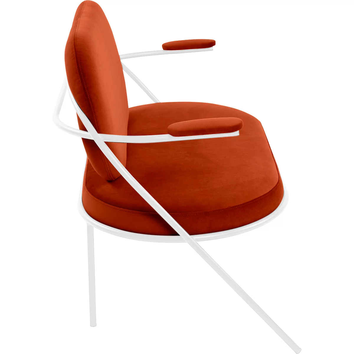 Zweisitzer Sofa Meet by Paperflow Saturne, mit Armlehnen, B 1180 x T 730 x H 880 mm, Stahlrohr, Samt, Weiß/Rost