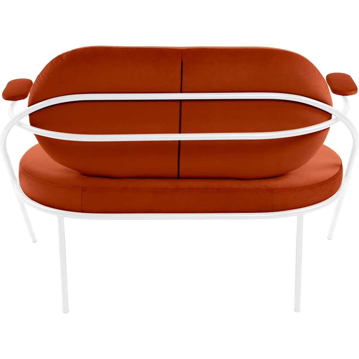 Zweisitzer Sofa Meet by Paperflow Saturne, mit Armlehnen, B 1180 x T 730 x H 880 mm, Stahlrohr, Samt, Weiß/Rost