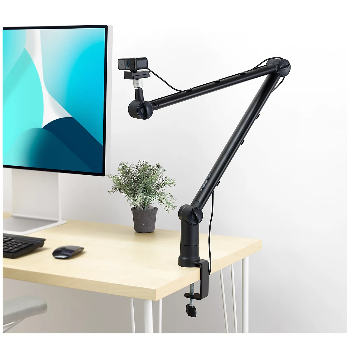 Zwenkarm Kensington A1020, bureauhouder, voor microfoons/webcams/verlichtingssystemen, kabelbeheer, zwart