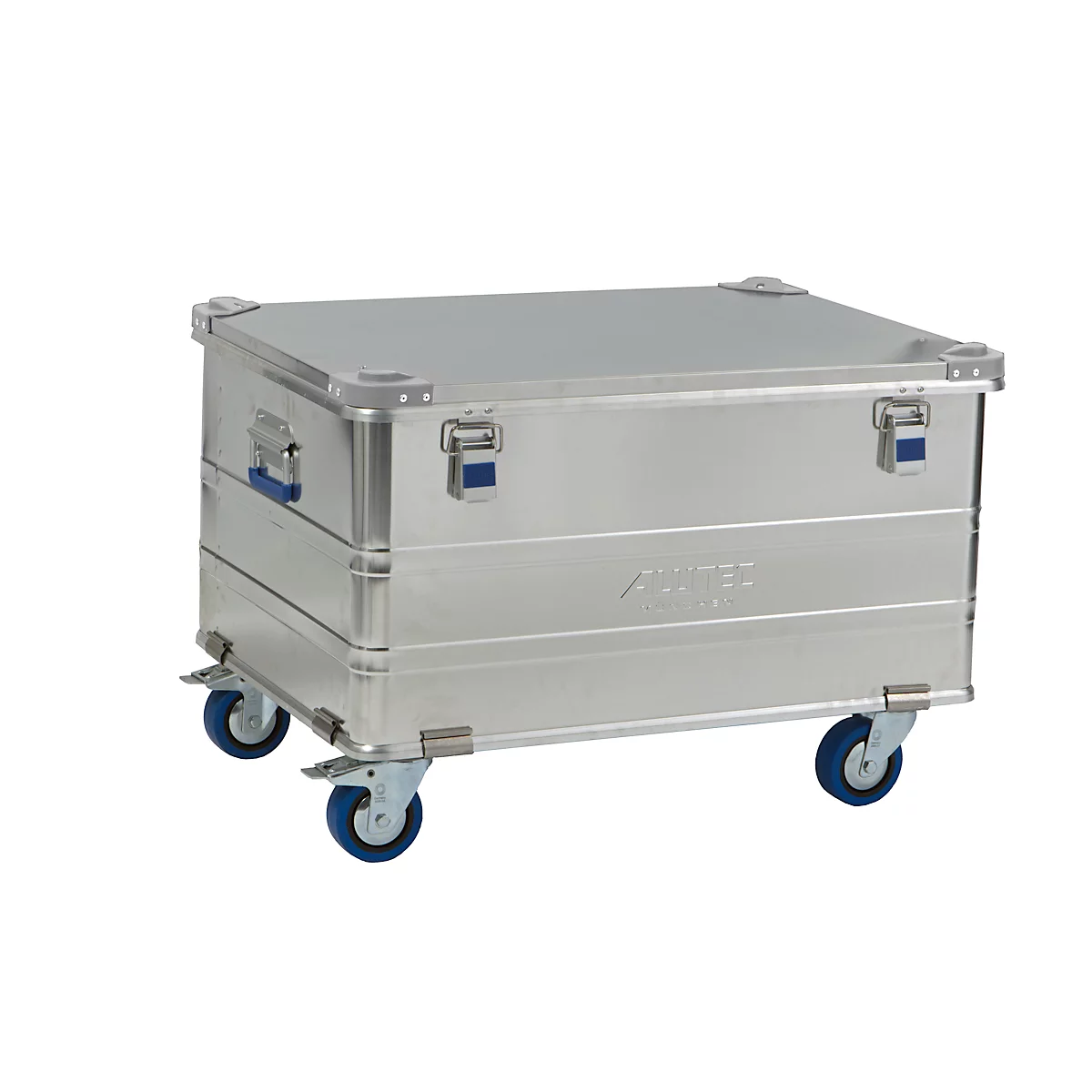 Zwenkwielen voor transportbakken Alutec serie COMFORT/CLASSIC/INDUSTRY, Ø 100 x B 26 x H 128 mm, massief rubber, blauw, 4 stuks