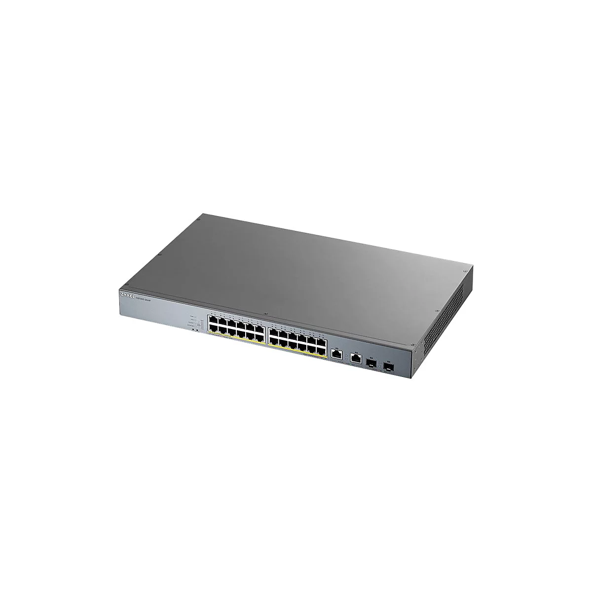 Zyxel GS1350-26HP - Switch - Smart - 24 x 10/100/1000 (PoE+) + 2 x Combo Gigabit SFP (Uplink) - Desktop, an Rack montierbar - PoE+ (375 W)