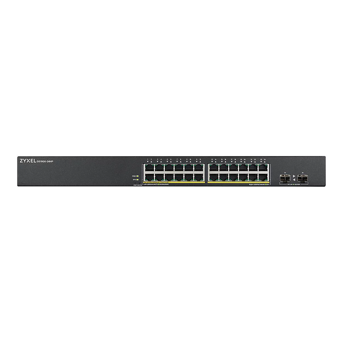 Zyxel GS1900-24HPv2 - Switch - Smart - 24 x 10/100/1000 (PoE) + 2 x 10/100/1000 - an Rack montierbar, wandmontierbar - PoE (170 W)