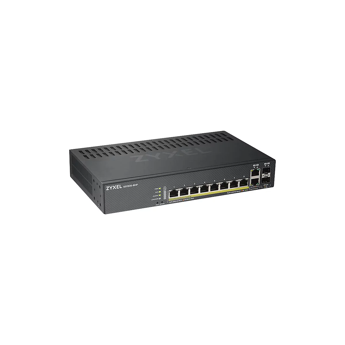 Zyxel GS1920-8HPv2 - Switch - Smart - 8 x 10/100/1000 (PoE+) + 2 x Kombi-Gigabit-SFP - Desktop, wandmontierbar - PoE+ (130 W)