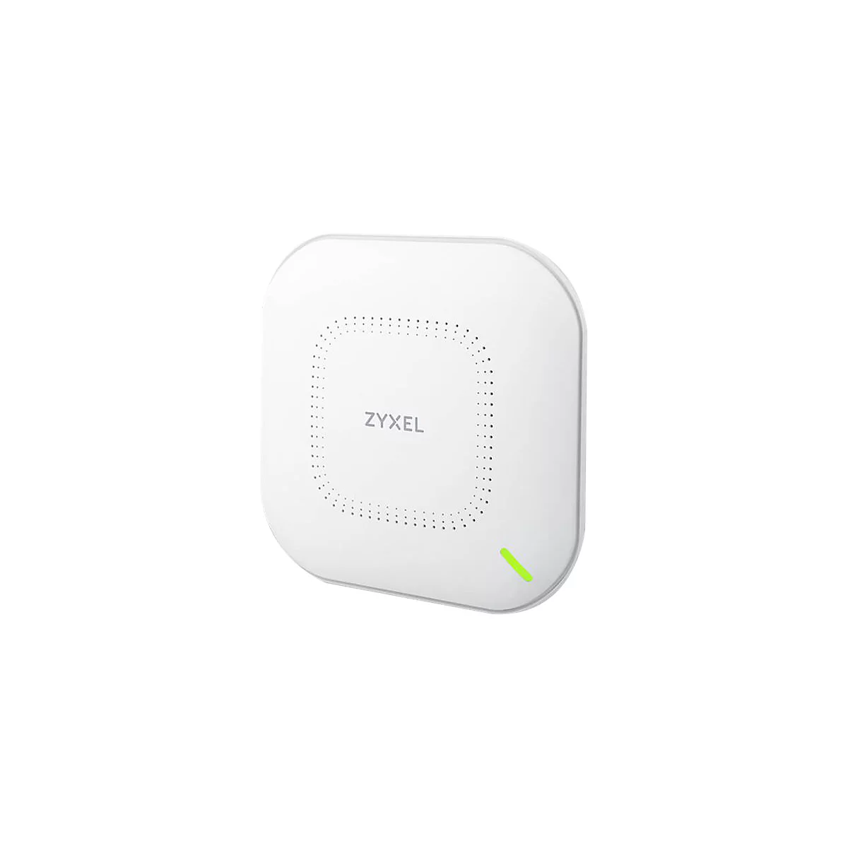 Un routeur Wi-Fi Zyxel blanc avec un indicateur LED vert.