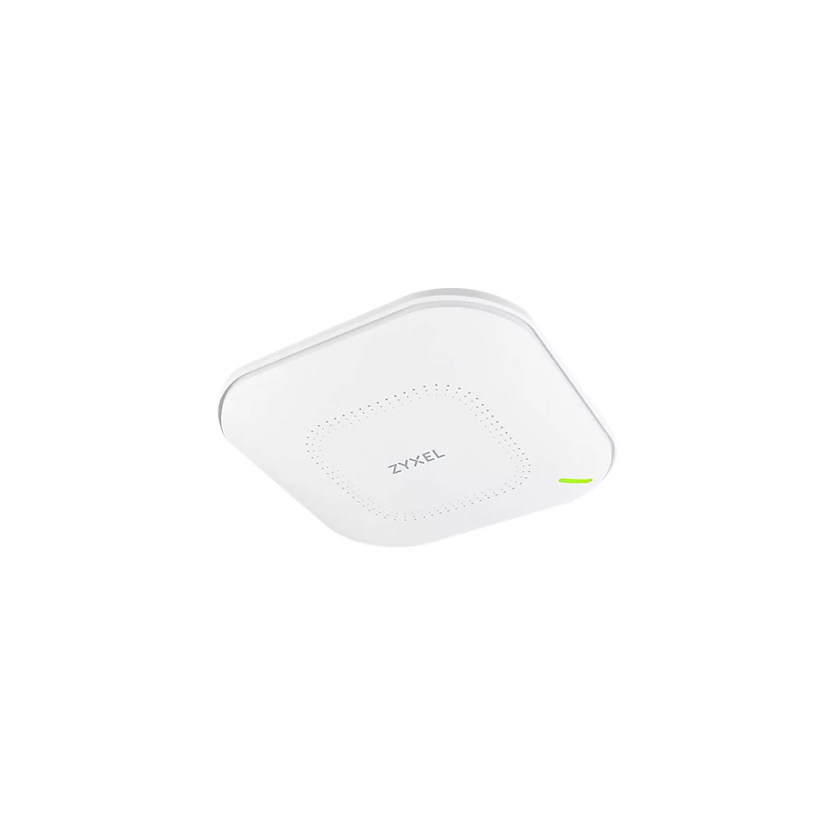 Un point d'accÃ¨s sans fil ZYXEL blanc. Sur le dessus, le logo de l'entreprise et un indicateur LED vert sont visibles.
