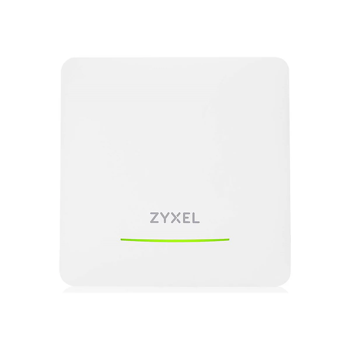 Appareil Zyxel blanc avec bande lumineuse verte. Lettrage Zyxel.